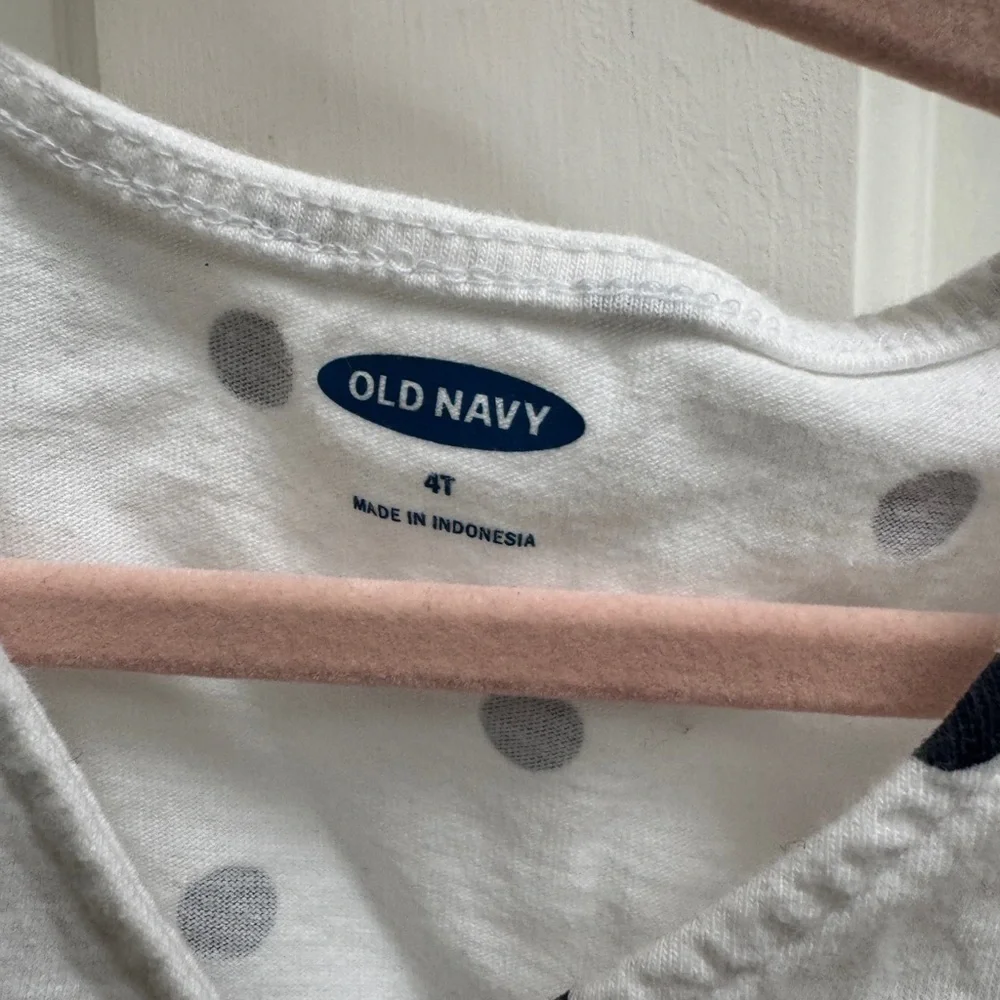 Old Navy 4T Girls White & Black Polka Dot Short Sleeve Top Blouse Shirt